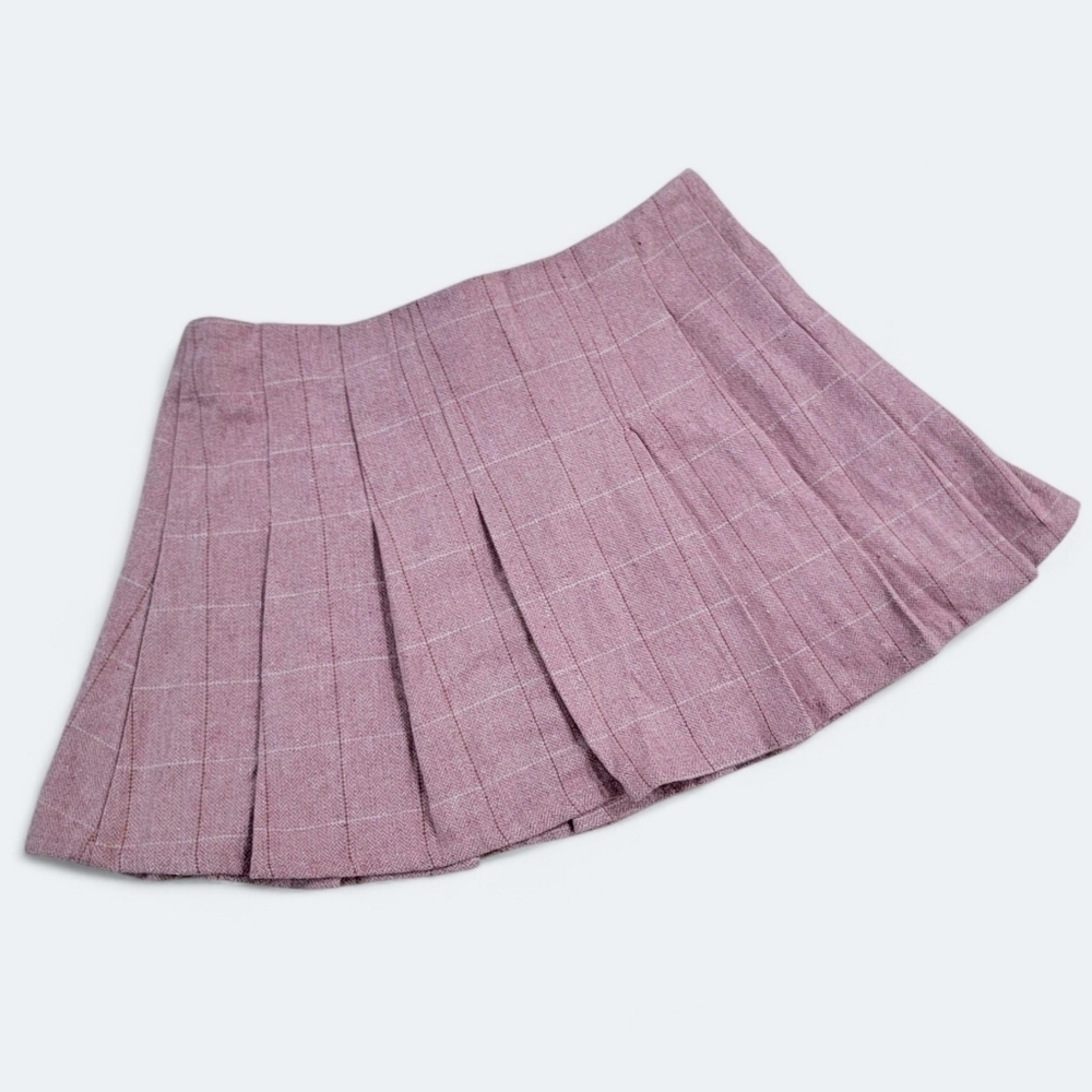 Fashion Nova Pink Pleated Skater Skirt  Tweed Fall Winter Size 1X
